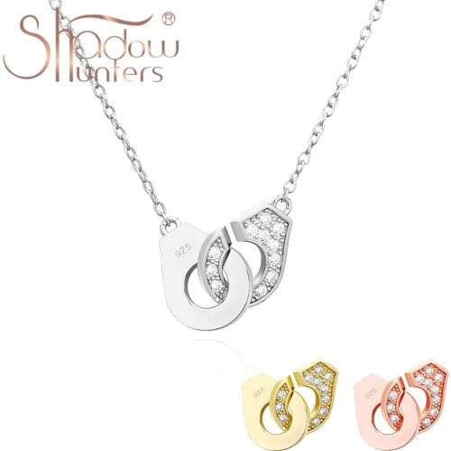 SHADOWHUNTERS Real 925 Sterling Silver Handcuffs Necklace Half With Full Zircon Choker For Women Jewelry Luxury Brand Necklaces