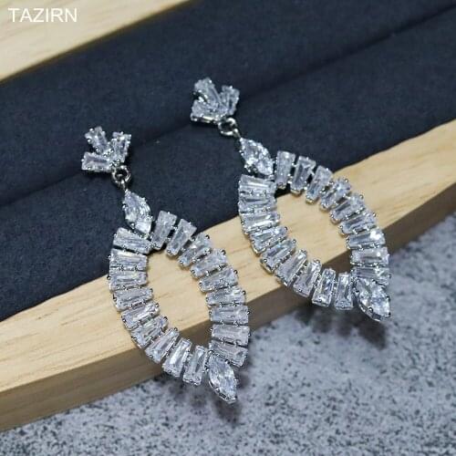 Newest CZ Drop Earrings For Women Wedding Cubic Zirconia Dangle Earrings Jewelry Acceassories Pendant for Mom Girl Best Gifts