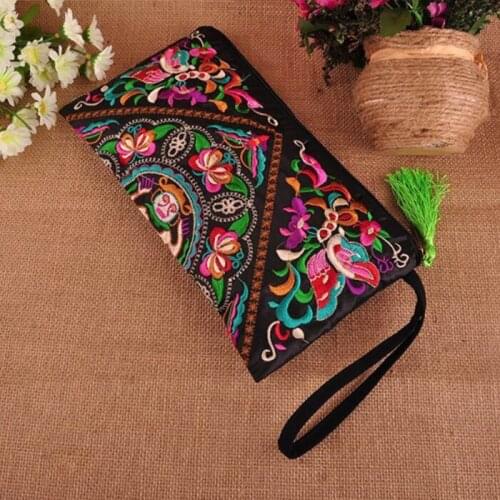 College student wallet women Hot Sale National Wind Womens Pouch Embroidered Purse Clutch Long Flowers Wallet Female handbag