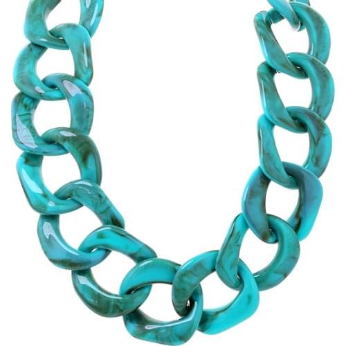 FishSheep Personality Acrylic Big Choker Necklace Resin Oversized Long Chain Pendants Necklace For Women Statement Jewelry