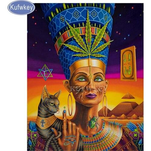 5d diy Diamond painting"Cleopatra Egyptian"paint with diamond picture embroidery"cat god"square round drill mosaic rhinestone 3d