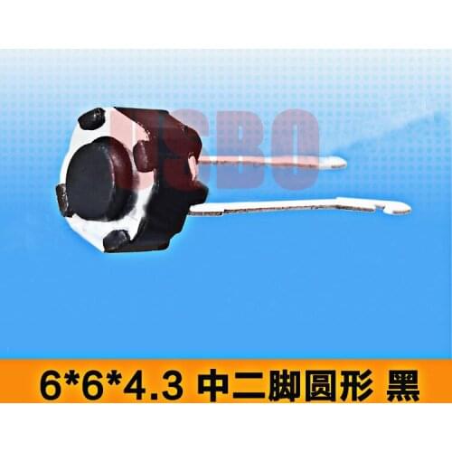 6*6*4.3mm 2Pins In The Middle With Round Tactile Push Button Switch Touch Tact Switch Black White In Stock