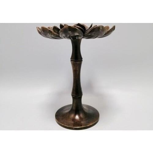 Antique pure copper lotus ornaments antique incense base film and television props home bronze decorations