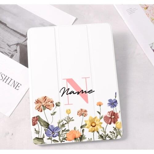 Custom Name ipad case For Air 4 iPad Pro 2020 10.5 Floral lowers 10.2 inch 8th Generation 7th 12.9 inch Pro 2018 Mini 4 5 Case