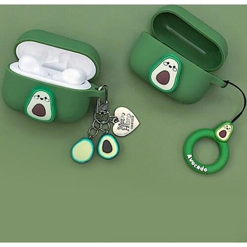 For ZMI PurPods Pro Case cute Avocado cartoon with keychain Silicone Wireless Bluetooth Earphones Cover for PurPods Pro case