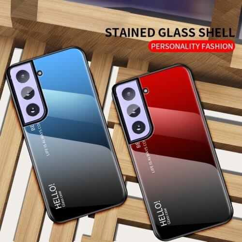 MAKAVO For Galaxy S21 5G Case Cover Luxury Gradient Tempered Glass Phone Cases For Samsung Galaxy S21+ S21 Ultra Fundas