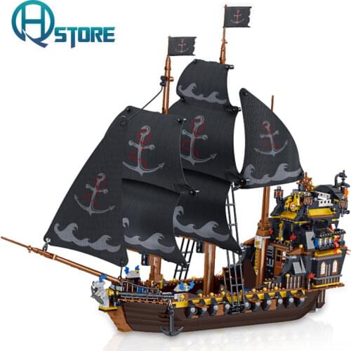 1334pcs The Black Eternal Pirate Ship Boat Building Blocks Pirates Movie The Black Adventurer Ship Bricks Toy Gift For Children