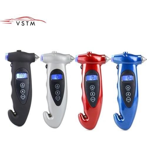 New Arrival Multi Color 5pcs 5-in-1 Tire Pressure Gauge Digital Monitoring Car Tyre Air Pressure Gauge Meter LCD Display with Wi