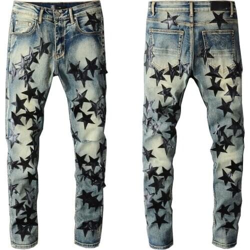 New Mnes Summer Quality Homme Cotton Biker Jeans Men Slim Stretch Jeans Denim Pants Hole Blue Trousers Moto Straight Pants