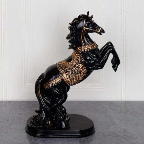 European Vintage Horse Statue Feng Shui Ma Lucky Desk Entrance Office Decoration Resin Animal Sculpture Home Living Room Decor