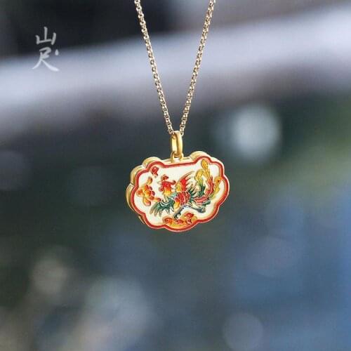 Feng Yi ''Natural Hetian Jade White Jade Phoenix Double-Sided Wearing Pendant S925 Sterling Silver Jade Necklace to Give Mom