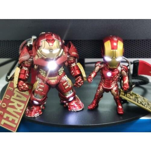 Marvel The Avengers Anti-Hulk Armor Mark Mk44 Iron Man/Thor Action Figure with LED Keychain Male Pendant Cool Gift Toy for Youth