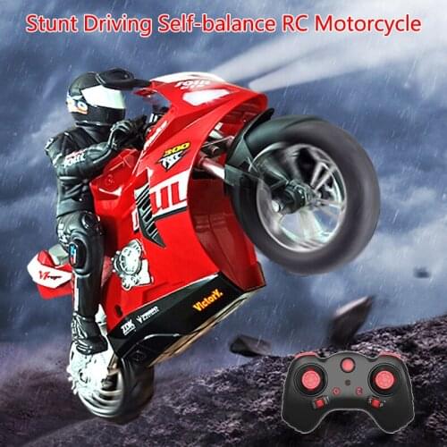 Simulation Remote Control Motorcycle Self-stabilizing Balance System Stunt Driving In Situ Rotation Cool Light Childrens RC Toy