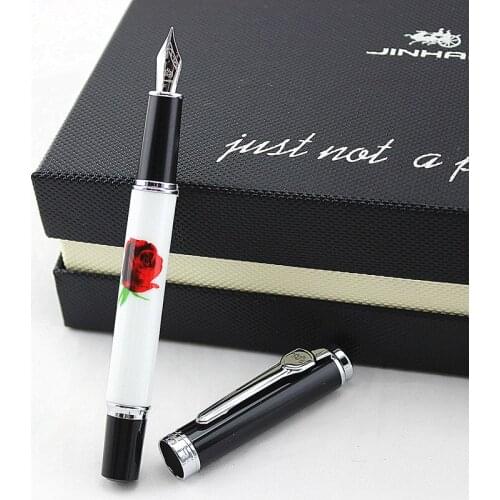 JINHAO 8802 rose Porcelain Fountain Pen with Pink Plum Blossom school Office stationery lady Writing ink Pens Gift