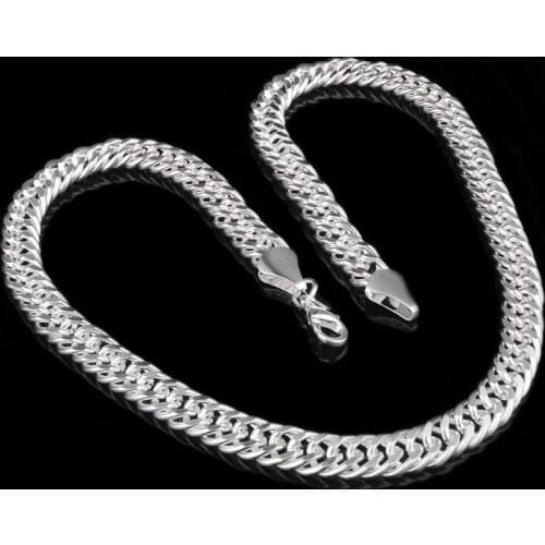 Classic Punk Link Chain Necklace for Men Women Silver Plated 1cm width Link Chain Jewelry Boy Gift Drop Shipping 20 inch