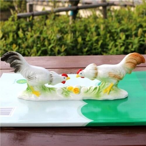 Creative Porcelain Cockfight Miniature Decorative Ceramics Game Rooster Figurine Souvenir Gift and Craft Ornament Accessories