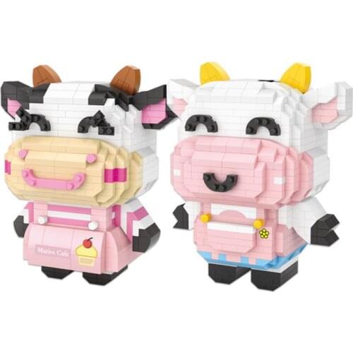 Creator cartoon Animal micro diamond block maries cafe cow nanobricks model educational toys collection building bricks for gift