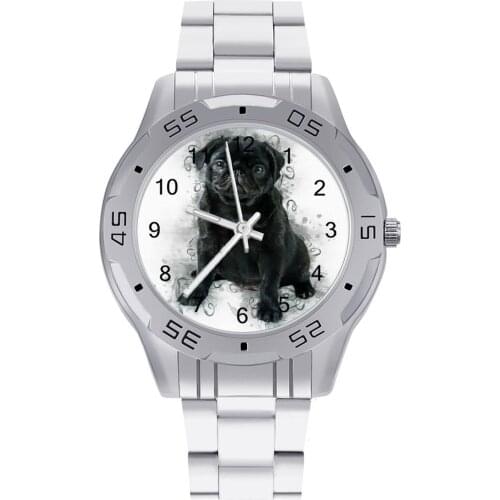 Pug Dog Quartz Watch Gym Unisex Wrist Watch Stainless Photo Hit Sales Lady Wristwatch