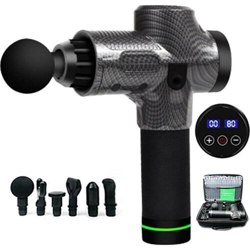 LCD Percussion Massager Muscle Relaxing Relaxation Therapy Deep Tissue 6 Heads Reduce Pain 30-gear Speed Regulation 24V