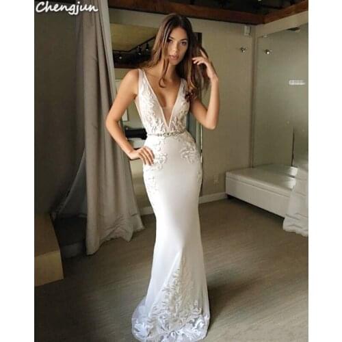 Chengjun Hot Sale Sexy Deep V Invisible Bra Girls Party Dresses For Wedding Dress