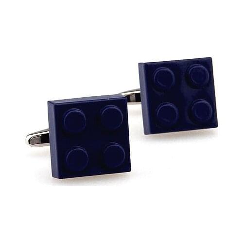 Men Jewellery Block Cufflinks Wholesale&retail Blue Color Copper Square Building Blocks Design Best Gift For Men