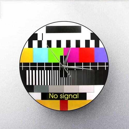 Retro TV Color Test Screen Wall Clocks Background Adjustment Signal Wall Watches Decoration No Signal TV Wood Wall Clock