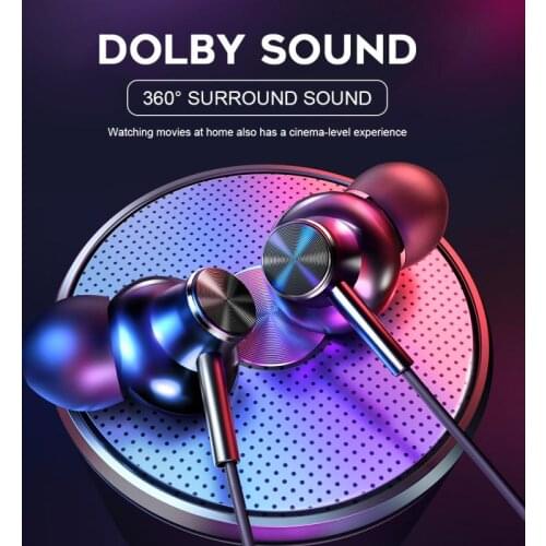 3.5mm In-ear Wired Earphones Type-C Flat Earplugs Mutilfuctional Mental Bass Hifi Noise Reduction Headphones With Microphone