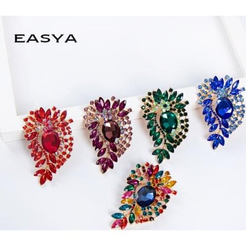 EASYA New Womens Brooch Dress Accessories Wedding Crystal Brooch Suit Best Gift Costume Clothes Pins Accessories