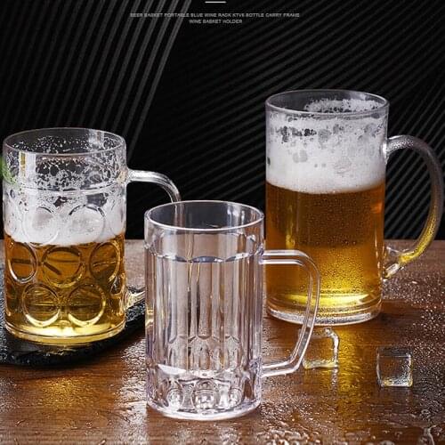 New Arrival Large Capacity Acrylic Beer Mug Glass Transparent Plastic Anti-drop Bar Glass 400-600ml Juice Cup Draught-beer Cup