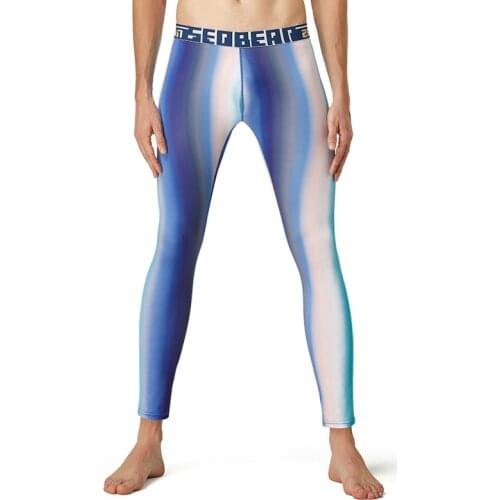 New Winter Men Long Johns Thicken Sexy Mens Long Pants Bottoms Pajama color Low Waist Tight Legging Pouch Warm Long Johns