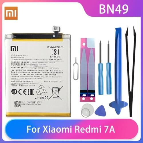 Original Xiaomi Redmi 7A Phone Battery BN49 4000mAh High Capacity XiaoMi Phone Batteries Free Tools Phone AKKU