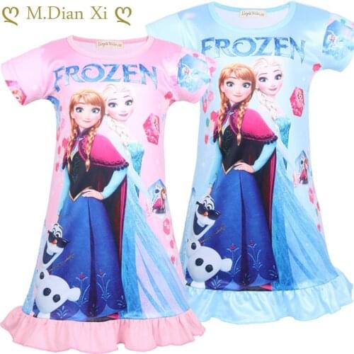 Girls Dress Cute Cartoon Cosplay Anna Elsa Princess Dress Summer Casual Girls Frozen Dress Snow Queen Baby Girls Dresses