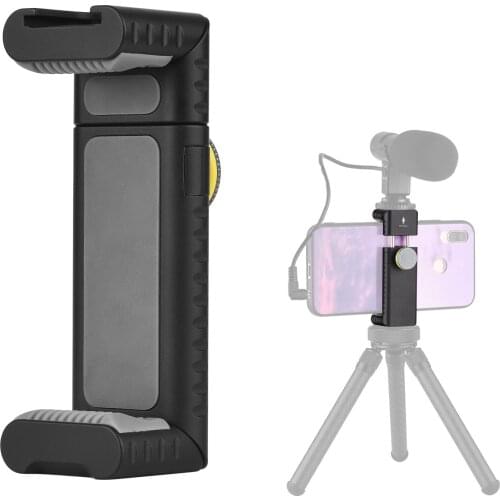 Adjustable Phone Clip Universal Aluminum Alloy Smartphone Phone Holder Tripod Mount with 1/4 Inch Screw Hole Cold Shoe Mount