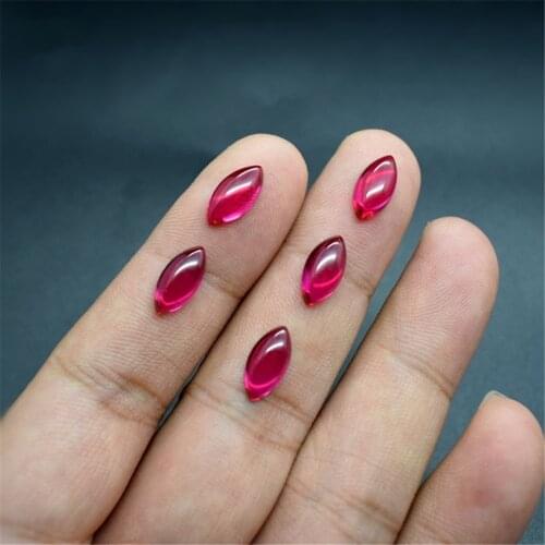 Ruby Marquise Cabochon Smooth Polished Surface Marquise Shape Blood-red Ruby Cabochon Flat Back Multiple Sizes to Choose GR83