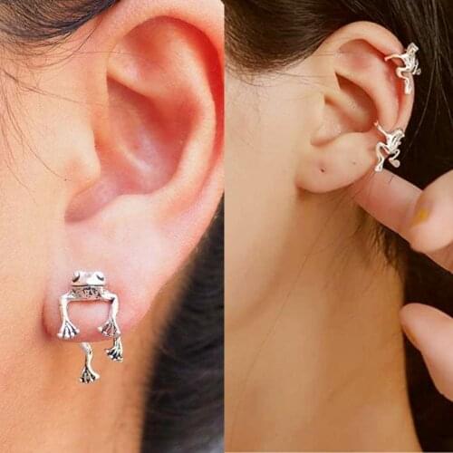 Cute Frog Earrings For Women Girls Animal Vintage Gothic Stud Earrings Piercing Female Punk Jewelry Brincos