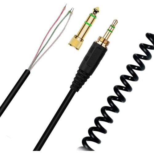 OFC 3.5mm 6.5mm Spring Coiled Replacement Stereo Audio Cable Extension Cord Wire for Beyerdynamic DT 770 880 990 PRO Headphones