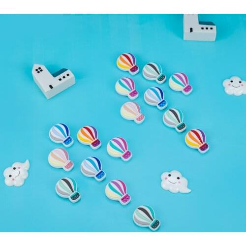 Sunrony 50pcs New Cartoon Hot Air Balloon Baby Rodent BPA Food Free Silicone Teething Nursing Pacifier Silicone Beads