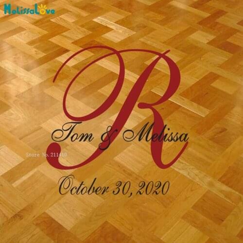 Wedding Decor Dance Floor Stickers Art Monogram with Two Names and Date Removable Decals YT5857