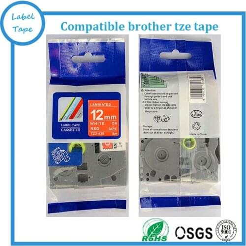 Tze435 Tze-435 Tze 435 12mm tz tape Compatible Brother P touch White on Red tze tape TZ435 TZ 435