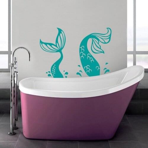 Sea animal vinyl wall applique mermaid tail wall stickers girl childrens room home bedroom bathroom decoration wallpaper YS15