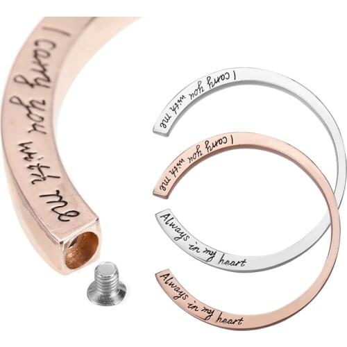Unisex Urn Jewelry Bangle Bracelet Open Lettering Stainless Steel Men Women Bangles Cremation Ashes Urn Memorial Bracelets
