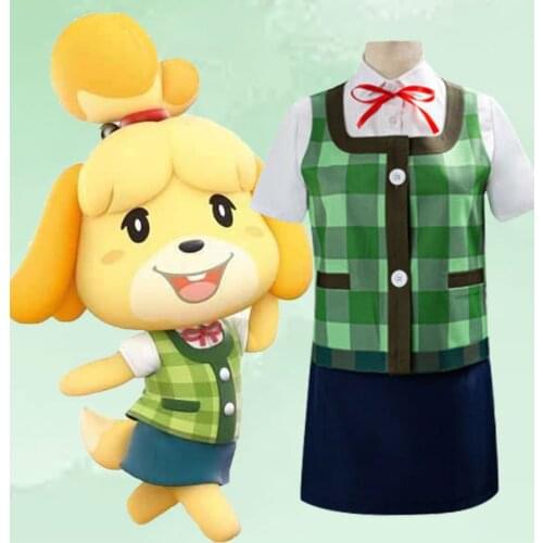 Animal Crossing Isabelle Cosplay Costume Game Animal Crossing New Horizons Costume Women Uniform Outfit Tail Headwear