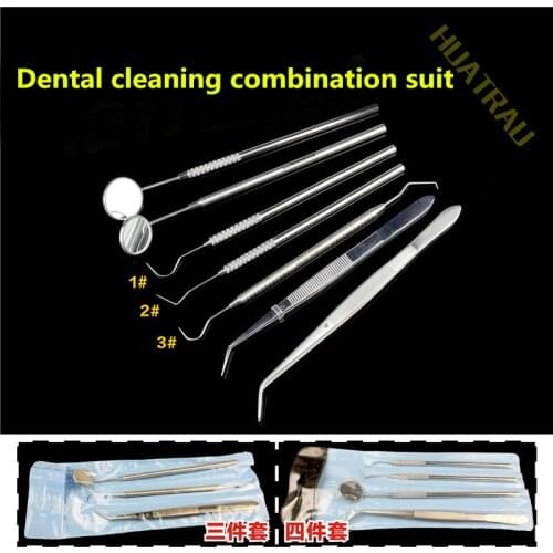 Tooth clear instrument Care Dental Probe Stainless Steel Dental Dentist Prepared Tool Set Instrument Tweezer Hoe Sickle Scaler