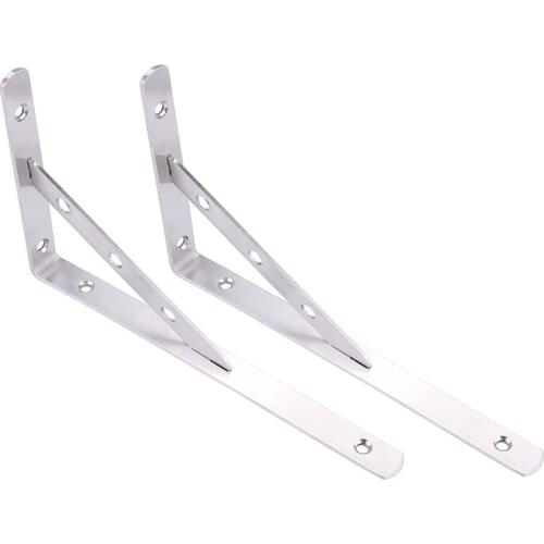 1 Pair Stainless Steel L-Shaped Wall-Mounted Shelf Brackets Support Frame Home Hardware 10inch Triangle Shape Designed Brackets