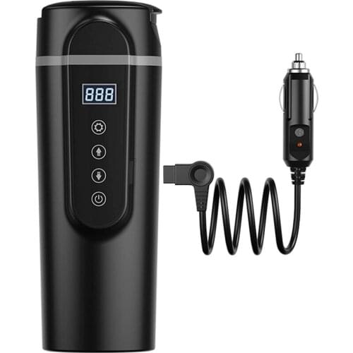12V/24V 420Ml Stainless Steel Car Heating Cup LCD Display Electric Water Cup Portable Kettle Coffee Tea Milk Heated