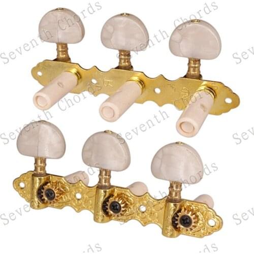 2Pcs/set Golden Classical Guitar String Tuning Pegs Keys Tuners Machine Heads With Half round White Pearl Tip guitar accessories