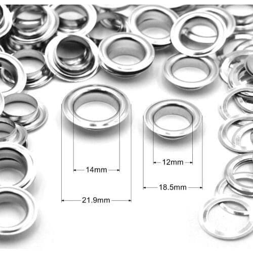 30sets 12mm 14mm Brass Material Silver Flat Edge Grommet Eyelet With Washer Fit Leather DIY Craft Shoes Belt Cap Accessories
