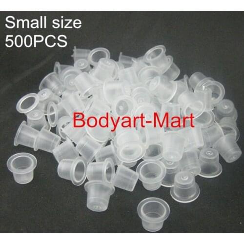 500pcs 9mm Small Size Clear White Tattoo Ink Cups Caps For Tattoo Machine Gun Kit Set Supply IC9-500# Free Shipping
