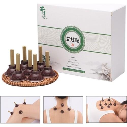 60PCS Moxibustion Stick Smokeless Roll Self-adhesive Moxa Chinese Medical Acupuncture Points Massage Sticker