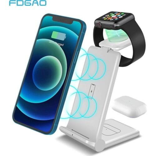 3 In 1 Wireless Charger Stand For iPhone 12 11 XS XR X 8 Apple Watch 20W Qi Fast Charging Dock Station for Airpods Pro iWatch 6